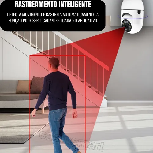 Câmera de Segurança Smart Full HD 1080p Wi-Fi  360 + 2 Adesivo De Monitoramento (Brinde)