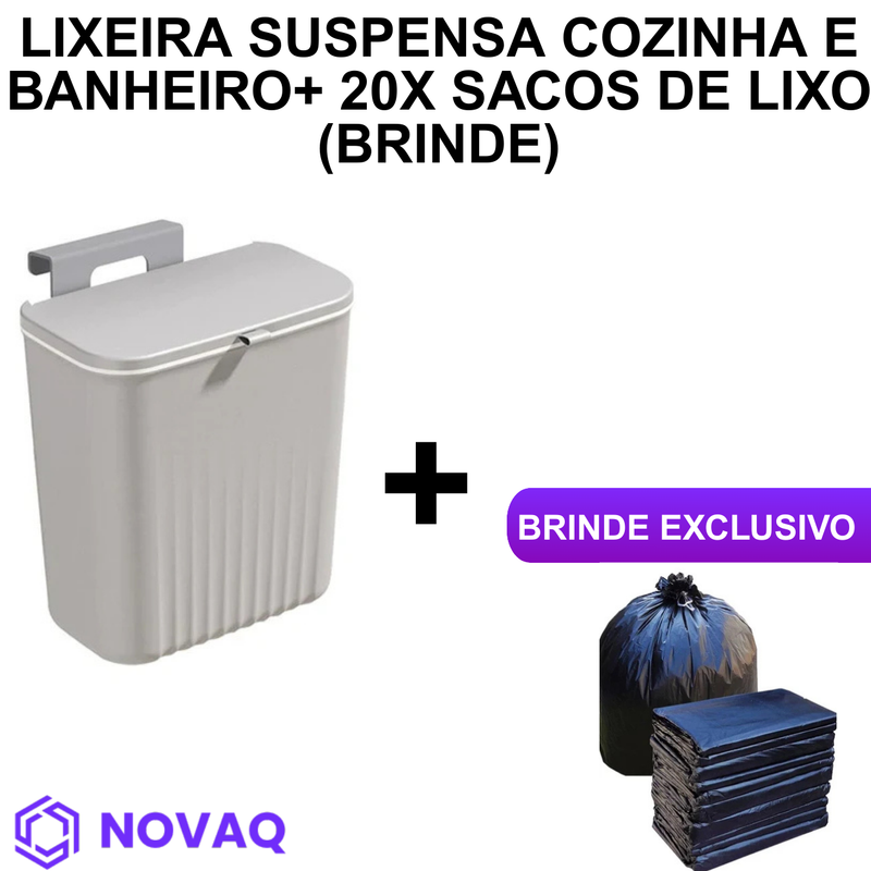 Lixeira Suspensa Cozinha e Banheiro 9L + 20 Sacos (Brinde)!