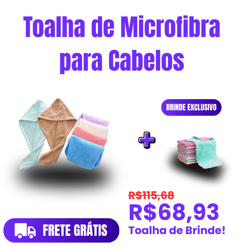 Toalha de microfibra p/secar o cabelo + Paninhos (Brinde)!!