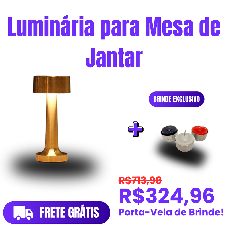 Luminária para Mesa de Jantar + Porta Vela (Brinde)!