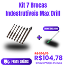 Kit 7 Brocas Indestrutíveis Max Drill + Chave Phillips (Brinde)!