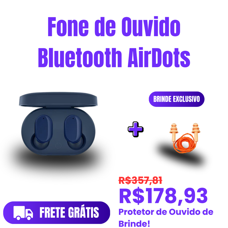 Fone de ouvido Bluetooth Air Dots 3 + Brinde!