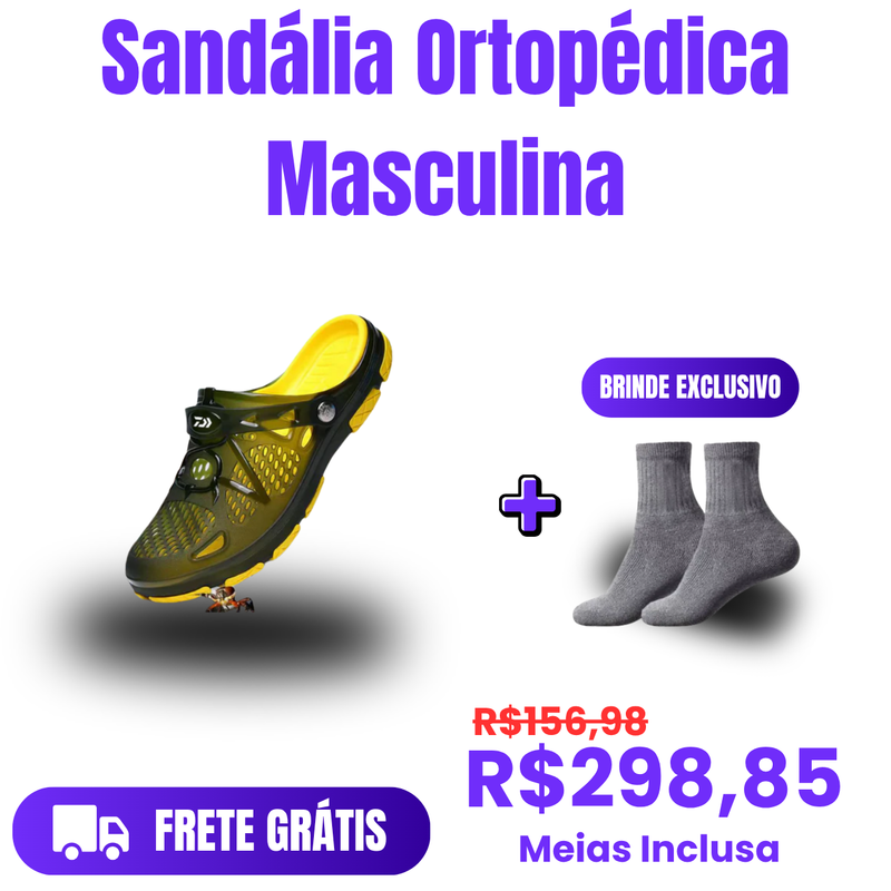 Sandália Ortopédica Masculina + Meias (Brinde)!