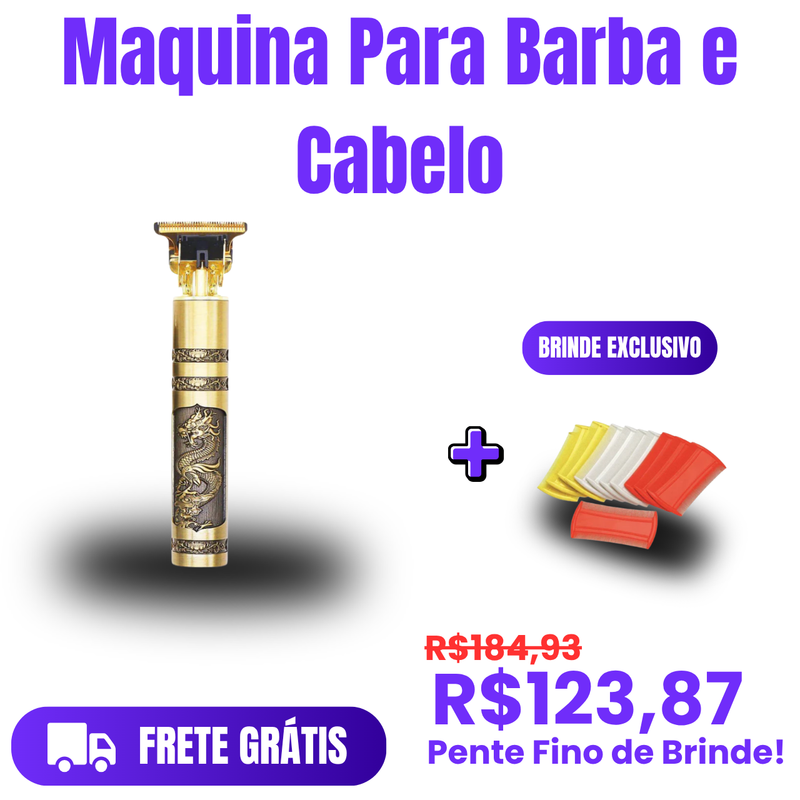 Máquina para Barba, Cabelo e Sobrancelha 3 em 1 + Pente fino (Brinde)!