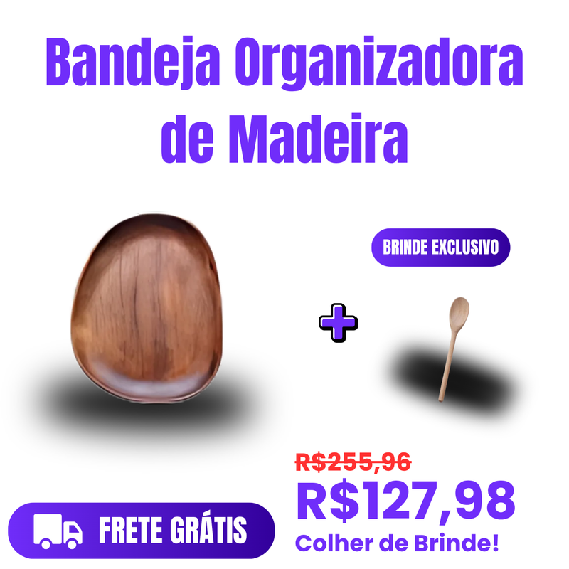 Bandeja organizadora de madeira