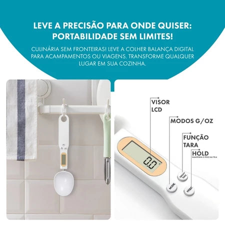 Colher medidora digital + funil (Brinde)!